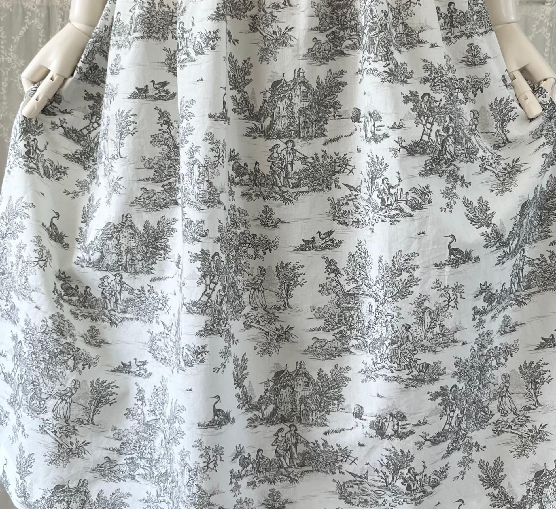 フランス製トワル・ド・ジュイのノースリーブワンピース『アンリ』コットン・グレー・ギャザー・ウエストリボン・2WAY | 12枚目