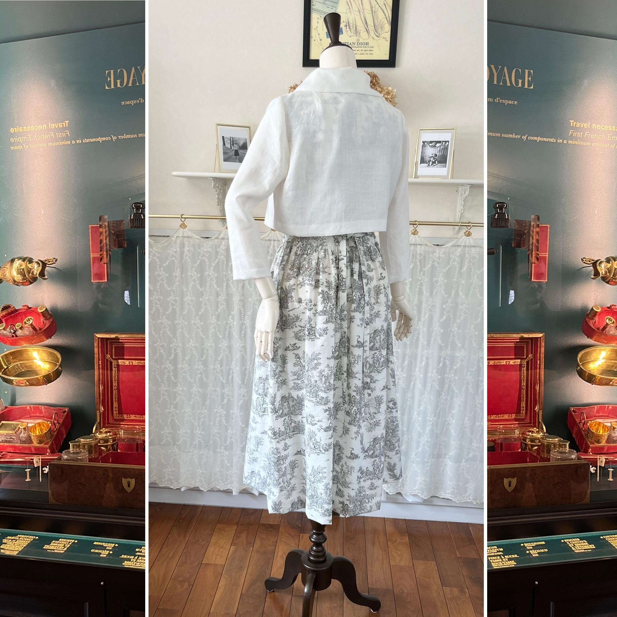 上質オフ白リネンの襟付きボレロ・ハオリモノ・ショートジャケット・丈短 | 8枚目